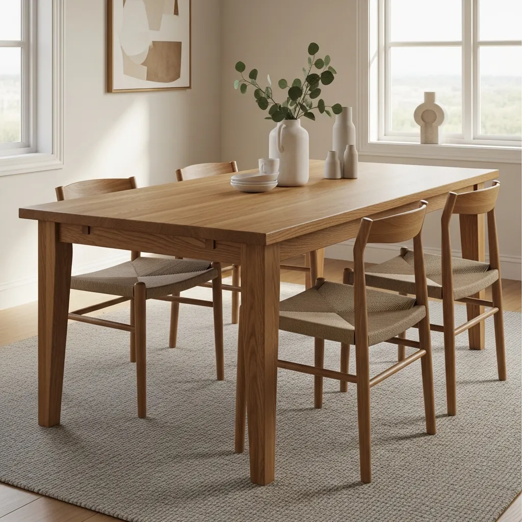 Tamminen ruokapöytä luonnollisella öljykäsittelyllä